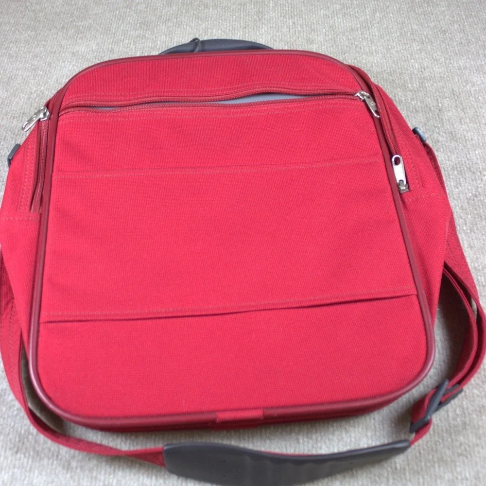 Samsonite Red Canvas Messenger Crossbody Bag‎ Travel Laptop Case Trolley Sleeve